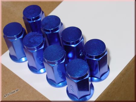 Radmutter flach, Alu 10x1.25 in blau