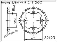 Kettenrad fr LTZ 400 AK4AA, 08-09, LTR450, 450 LT-R Quadracer