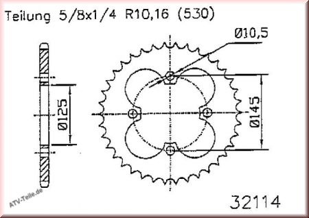 Kettenrad 42Z, mit 530er Teilung fr YFM700R